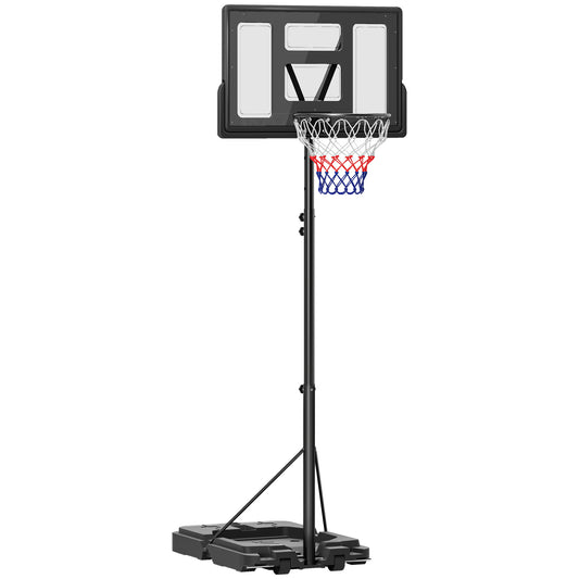 PURE 2.3-3.05m Basketball Hoop and Stand, with Weighted Base, Wheels, Black