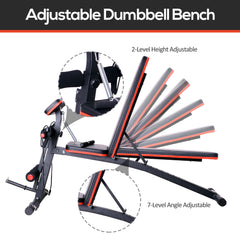 PURE Adjustable Reclined Dumbbell Bench Weight Lifting Set Folding Sit Up Ab Bench Home Training Gym Multiuse Workout Exercise Fitness with 2 x 4kg Dumbbells