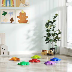 PURE 6-Piece Balance Stepping Stones with Non-Slip Edge, Indoor Outdoor Obstacle Courses for Ages 3-8 Years, Multicoloured