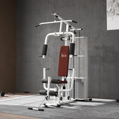 PURE Multifunction Home Gym Weight Training Workout Station Fitness Strength Machine, White