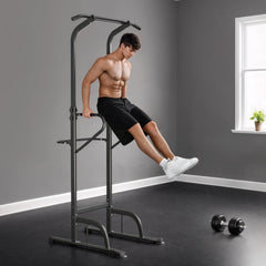 PURE Power Tower Dip Station Pull Up Bar Multi-Function Push Up Equipment with Adjustable Height for Home Gym Strength Training Workout Fitness