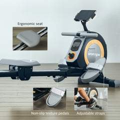 PURE Rowing Machine, 16-Level Magnetic Rower Machine with LCD Monitor and Phone Holder, Black