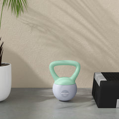 PURE 2 x 4kg Soft Kettlebell, Kettle Bell with Non-Slip Handle, for Home Gym, Strength Training, Cardio - Grey and Green