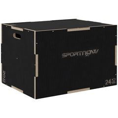 PURE Multi-Faceted Jump Box, Wooden Step Up Box, for Home, Gym, Exercise, 51/61/76cm- Black