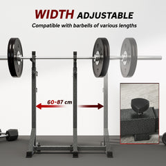 PURE Heavy Duty Barbell Squat Rack, Adjustable and Multifunctional Weight Power Stand, for Home, Gym - Black