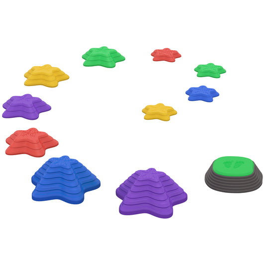 PURE Kids Stepping Stones, 11 Pieces Balance River Stones for Obstacle Course, Stackable Non-Slip Starfish Shape, Sensory Play for Indoors, Outdoors