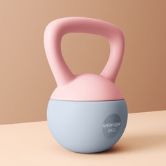 PURE 8KG Soft Kettlebell, Kettlebell with Non-Slip Handle for Home Gym, Weight Lifting, Strength Training, Pink/Grey