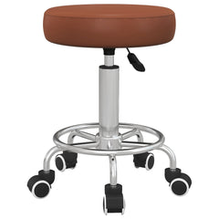 PURE PU Leather Rolling Stool, Height Adjustable Stool Chair with Wheels for Salon, Massage, Spa, Brown