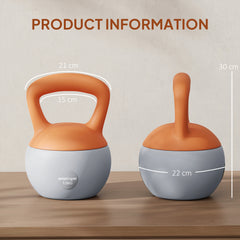 PURE 12KG Soft Kettlebell, Kettlebell with Non-Slip Handle for Home Gym, Weight Lifting, Strength Training, Orange/Grey