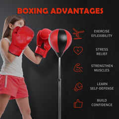 PURE Punching Bag with Stand, 126-144 cm Height Adjustable Boxing Set Free Standing Speed Bag with Gloves and Air Pump for Teenagers Home Gym Workout