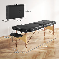 PURE Adjustable Folding Massage Table - Black