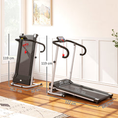 PURE Folding Treadmill with Incline, Walking Pad Treadmill for Home, 1-10km/h Under Desk Running Machine with LCD Display and Wheels, No Assembly, Grey