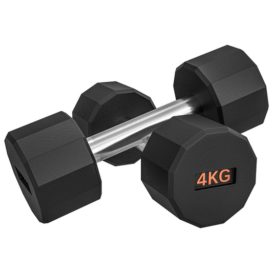PURE Dumbbells Weights Set with 12-Sided Shape and Non-Slip Grip for Men Women Home Gym Workout, 2 x 4kg