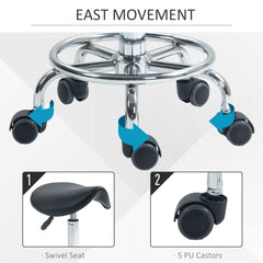 PURE Salon Saddle Stool, Rolling Saddle Chair for Massage, Spa, Clinic, Beauty, Hairdressing and Tattoo, Black