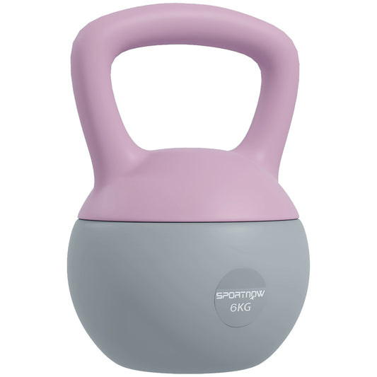 PURE 6KG Soft Kettlebell, Kettle Bell with Non-Slip Handle for Home Gym, Weight Lifting, Strength Training, Purple/Grey