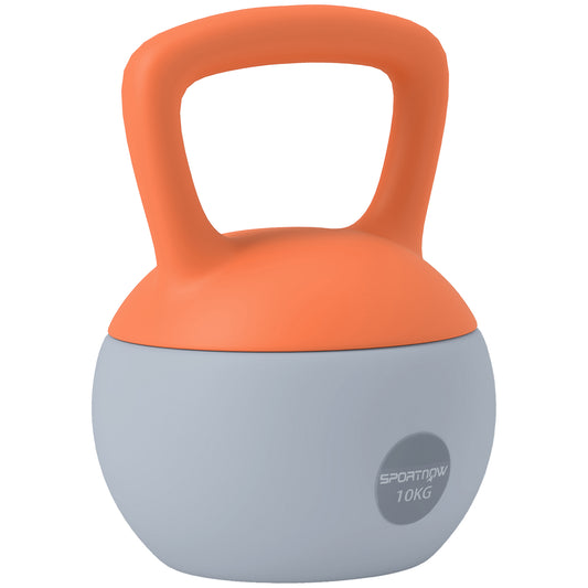 PURE 10KG Soft Kettlebell, Kettle Bell with Non-Slip Handle for Home Gym, Weight Lifting, Strength Training, Orange/Grey