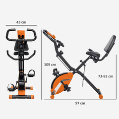 PURE Five-in-one Foldable Exercise Bike, Stationary Bike with Arm Workout Bands, LDC Monitor, Phone Holder, Orange