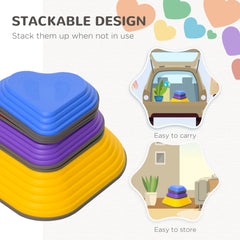 PURE 6-Piece Heart-Shaped Kids Balance Stepping Stones and Motor Skills, Multicoloured