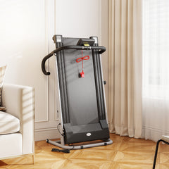 PURE Folding Treadmill with Incline, Walking Pad Treadmill for Home, 1-10km/h Under Desk Running Machine with LCD Display and Wheels, No Assembly, Grey