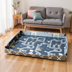 PURE Foldable Baby Play Mat, Baby Playpen, Reversible Foam Playmat, Floor Mats for Toddlers, Traffic and Grey Diamond Theme