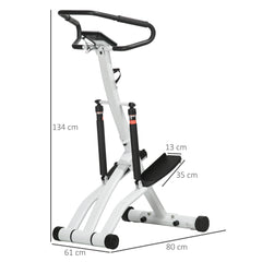 PURE Stepper Machine for Home, Foldable Stair Stepper with 12-Level Hydraulic Resistance, Stair Climber with LCD Monitor, Heart Rate Sensor and Drink Holder, White and Black
