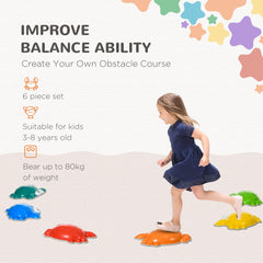 PURE 6PCs Kids Stepping Stones w/ TPE Anti-Slip Edge, Crab-Designed Balance River Stones, Obstacle Courses, Stackable