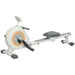PURE Rowing Machine, 16-Level Magnetic Rower Machine with LCD Monitor and Phone Holder, White