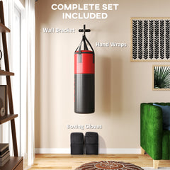 PURE Unfilled Punching Bag Set with Boxing Bag Bracket, Boxing Gloves, Hand Wraps and 360° Swivel Hook