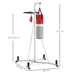 PURE Freestanding Boxing Punch Bag & Speed ball Station, for Home Gym, White