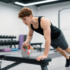 PURE Kettlebell, 14kg Kettle Bells with Handle for Home Gym Weight Lifting and Strength Training, Red and Grey