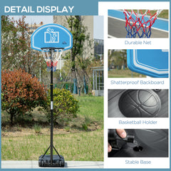 PURE Adjustable Basketball Hoop and Stand, with Wheels and Weight Base, Blue