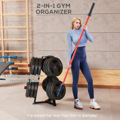 PURE Weight Tree Weight Rack for 5cm Weight Plates and Barbell Bar with 6 Fasten Clamps, 300kg Capacity