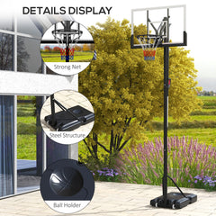 PURE Six-Level Height Adjustable Freestanding Basketball Hoop and Stand with Wheels, 2.35-3.05m