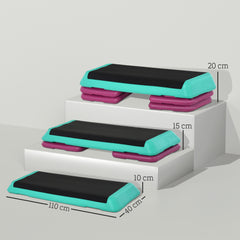 PURE 3-Level Aerobic Step 10/15/20cm Steppers for Exercise Workout w/ Non-Slip Top Compact Stepper Home Office Indoor Outdoor Fitness Equipment