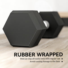 PURE 2x6kg Hex Dumbbells Set Rubber Dumbbells Weight Lifting Equipment Fitness Home Gym