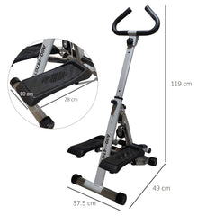PURE Stepper w/ Handle Hand Grip Workout Fitness Machine For Fitness Aerobic Exercise Home Gym Grey