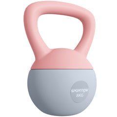 PURE 8KG Soft Kettlebell, Kettlebell with Non-Slip Handle for Home Gym, Weight Lifting, Strength Training, Pink/Grey