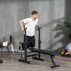 PURE Adjustable Weight Bench, Foldable Bench, with Barbell Rack, Black