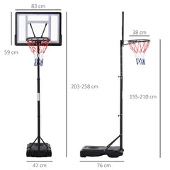 PURE 1.55-2.1m Basketball Hoop and Stand w/ Fillable Base, Wheels