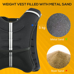 PURE 5KG Weighted Vest, Running Weight Vest with Adjustable Strap, Convenient Pocket and Reflective Strips for Men and Women