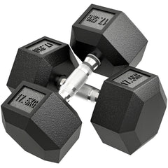 PURE 2x17.5KG Rubber Hex Dumbbell Portable Hand Weights Dumbbell Home Gym