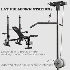 PURE Adjustable Weight Bench with Pulley System, Incline Bench Press Set with Squat Rack, Leg Developer, Butterfly and Weight Storage, for Home Gym Full Body Workout