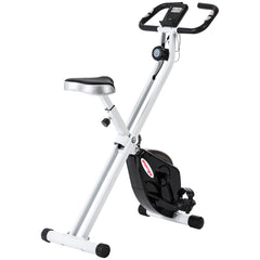 PURE Folding and Quiet Exercise Bike with 8-Level Magnetic Resistance and Heart Rate Sensor, for Home Gym, Black and White
