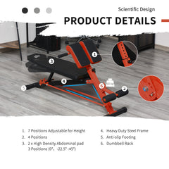 PURE Multifunction Weight Bench with 2 Dumbbells, 7-Level Adjustable Hyper Extension Sit-up Bench