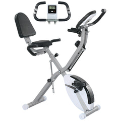 PURE Five-in-one Foldable Exercise Bike, Stationary Bike with Arm Workout Bands, LDC Monitor, Phone Holder, White