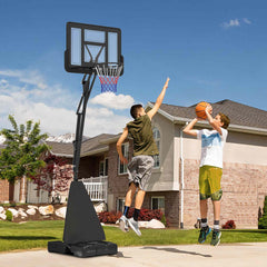 PURE 245-305cm Adjustable Basketball Hoop and Stand, with Wheels, Black
