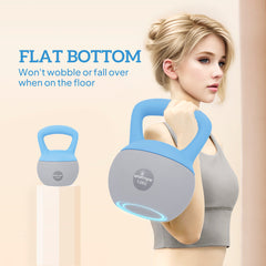 PURE 12KG Soft Kettlebell, Kettlebell with Non-Slip Handle for Home Gym, Weight Lifting, Strength Training, Light Blue/Grey