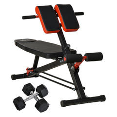 PURE Multifunction Weight Bench with 2 Dumbbells, 7-Level Adjustable Hyper Extension Sit-up Bench