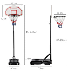 PURE Basketball Hoop Outdoor, Portable Basketball Hoop and Stand with Weighted Base, Portable on Wheels, 1.55-2.1m, for Teens, Juniors, Adults, White