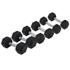 PURE Rubber Dumbbell Set Sports Hex Weight Sets Home Gym Fitness Lift Strength Training Exercise 2 x 5kg, 2 x 6kg, 2 x 8kg